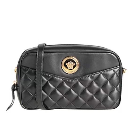 Versace Handbags - Versace Small Quilted Black Leather Camera Bag